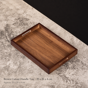 Brown Cutout-Handle Tray - 35 x 25 x 4 cm