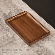 Brown Cutout-Handle Tray - 44 x 30 x 4 cm