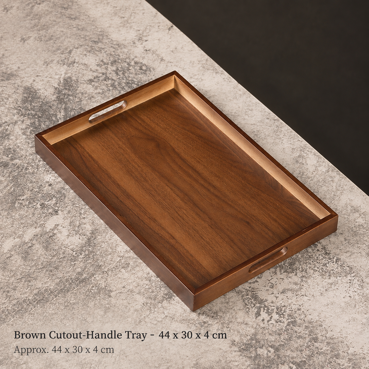 Brown Cutout-Handle Tray - 44 x 30 x 4 cm