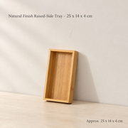 Natural Finish Raised-Side Tray - 25 x 14 x 4 cm