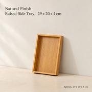 Natural Finish Raised-Side Tray - 29 x 20 x 4 cm