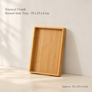 Natural Finish Raised-Side Tray - 35 x 25 x 4 cm