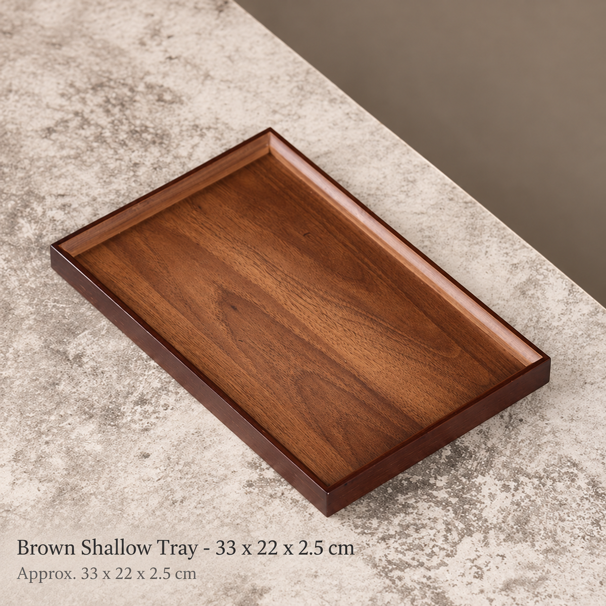Brown Shallow Tray - 33 x 22 x 2.5 cm