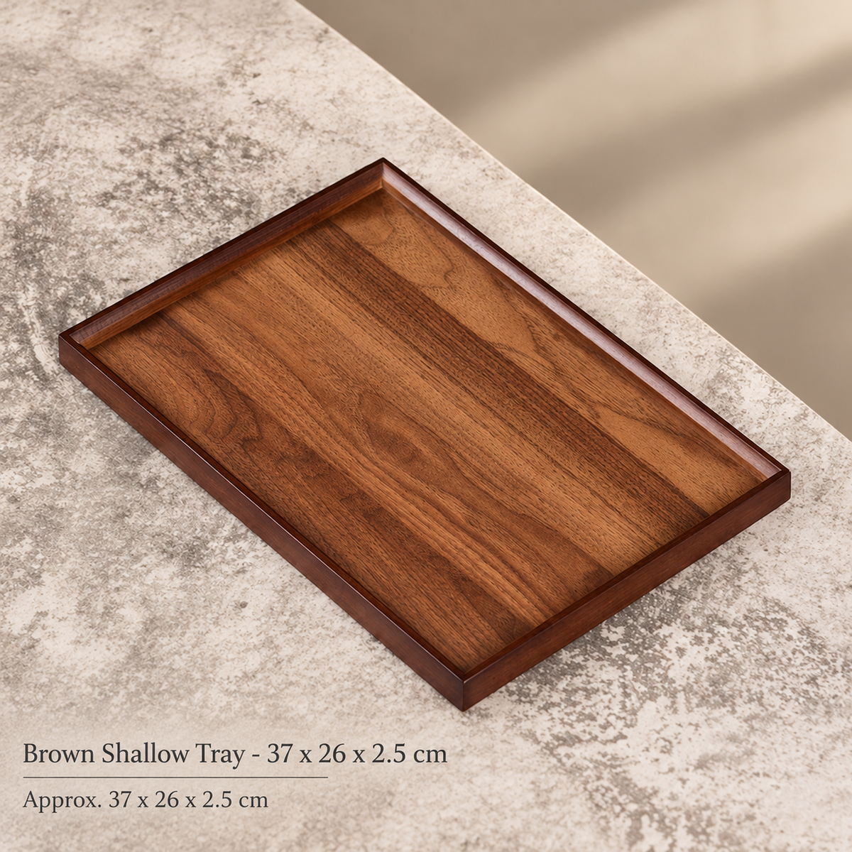 Brown Shallow Tray - 37 x 26 x 2.5 cm