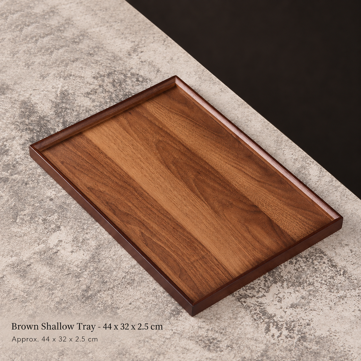 Brown Shallow Tray - 44 x 32 x 2.5 cm