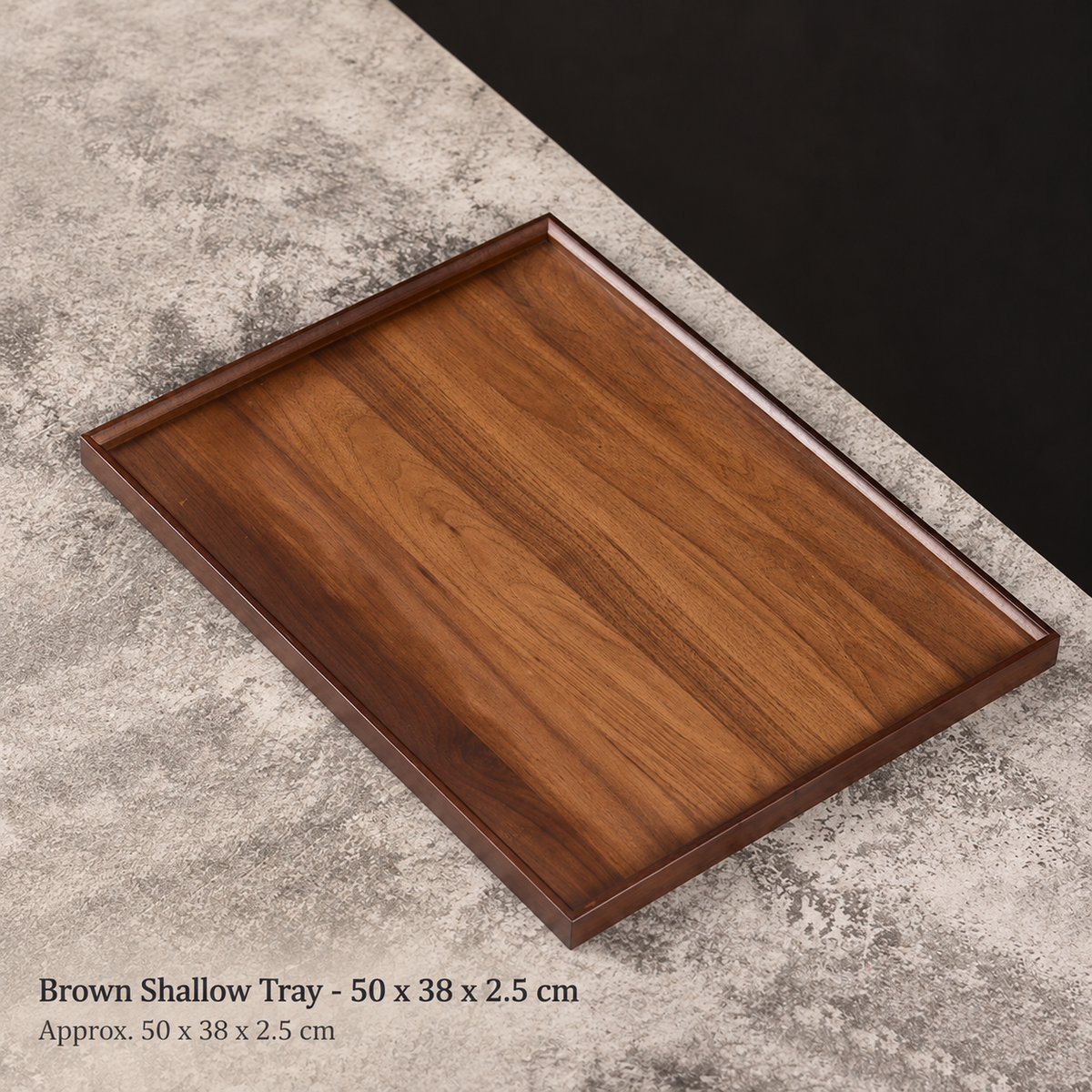 Brown Shallow Tray - 50 x 38 x 2.5 cm