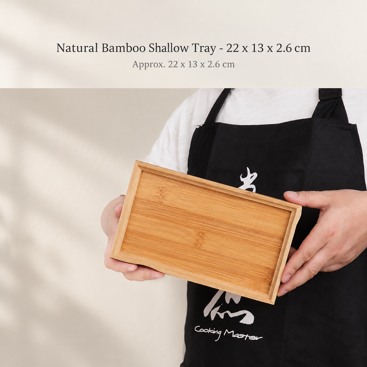 Natural Bamboo Shallow Tray - 22 x 13 x 2.6 cm