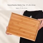 Natural Bamboo Shallow Tray - 37 x 26 x 2.6 cm