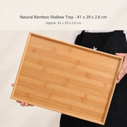Natural Bamboo Shallow Tray - 41 x 29 x 2.6 cm