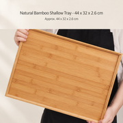 Natural Bamboo Shallow Tray - 44 x 32 x 2.6 cm