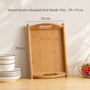 Natural Bamboo Rounded-End Handle Tray - 29 x 19 cm