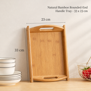 Natural Bamboo Rounded-End Handle Tray - 33 x 23 cm