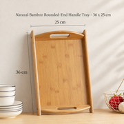 Natural Bamboo Rounded-End Handle Tray - 36 x 25 cm