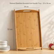 Natural Bamboo Rounded-End Handle Tray - 52 x 34 cm