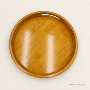 Honey-Finish Round Bamboo Serving Tray — image 1