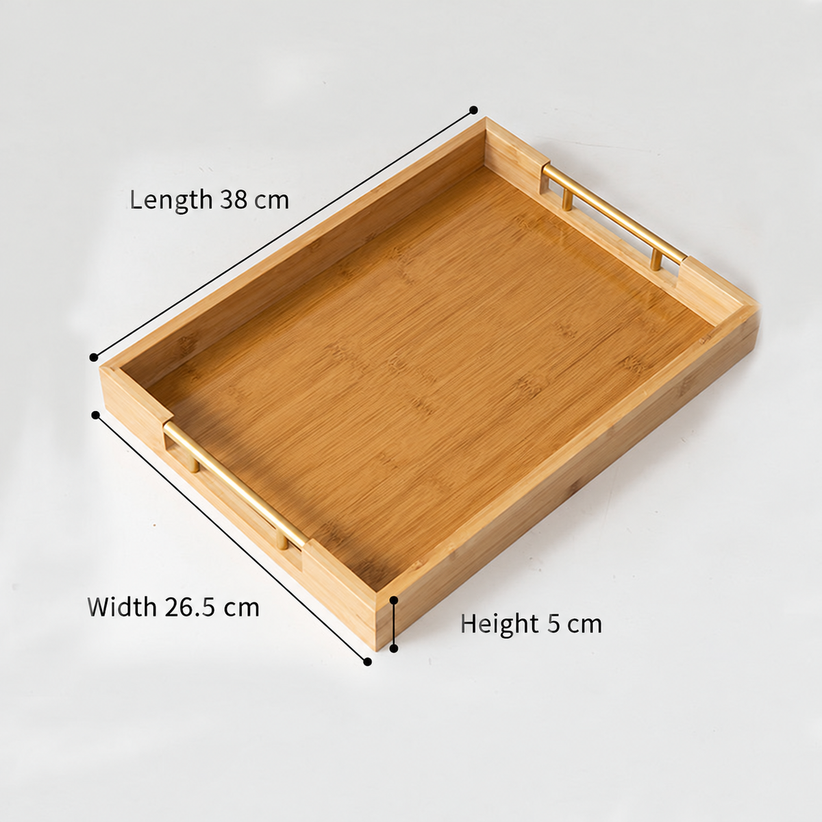 Natural-Tone Serving Tray with Gold-Coloured Handles — image 3