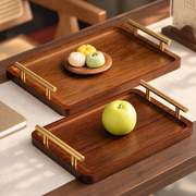Brown Rectangular Serving Tray with Bar Handles — image 1