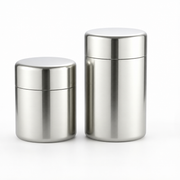 Silver Stainless-Steel Tea Canister with Inner Lid — image 2
