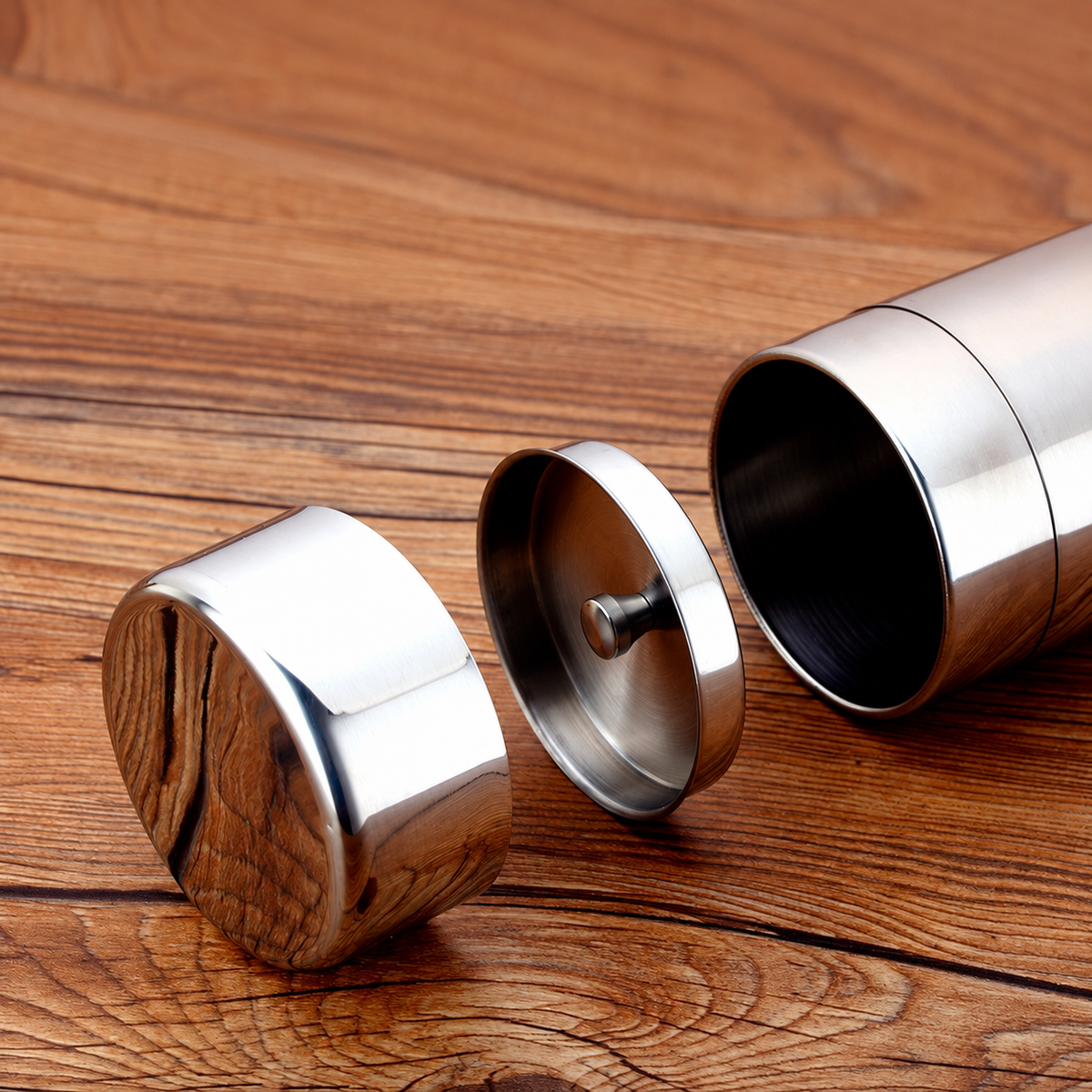 Silver Stainless-Steel Tea Canister with Inner Lid — image 5