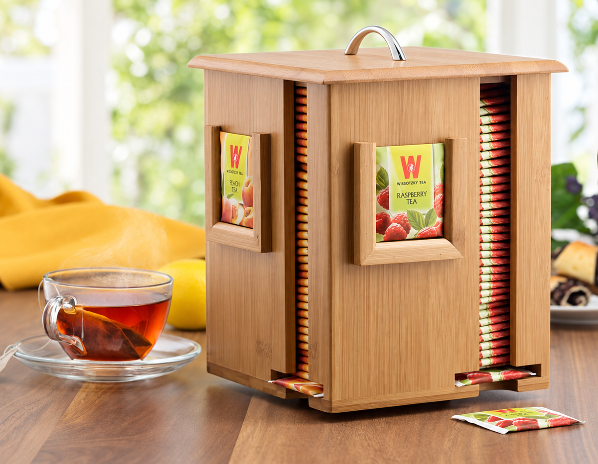 Four-Compartment Bamboo Tea Sachet Organizer — image 3