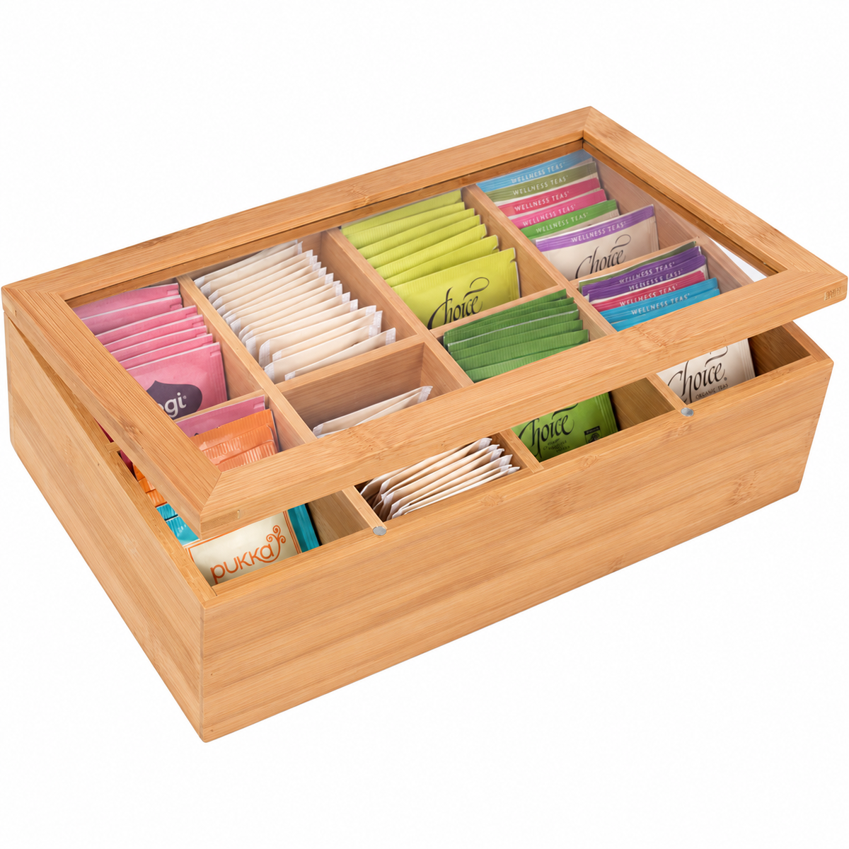 Eight-Compartment Bamboo Tea Bag Organizer — image 5