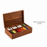 Eight-Compartment Acacia Tea Bag Box - source image 1
