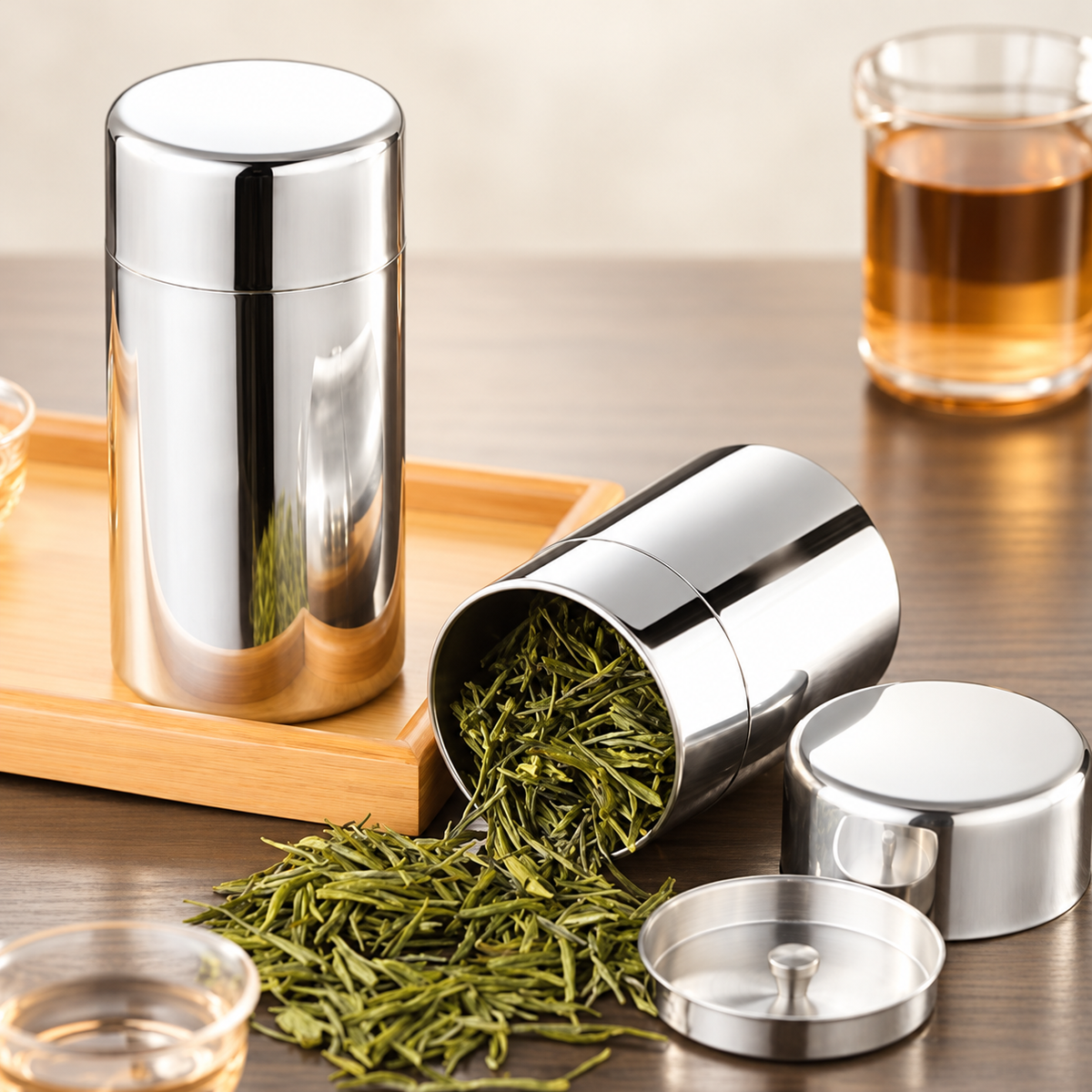 The two lids in the tea setting