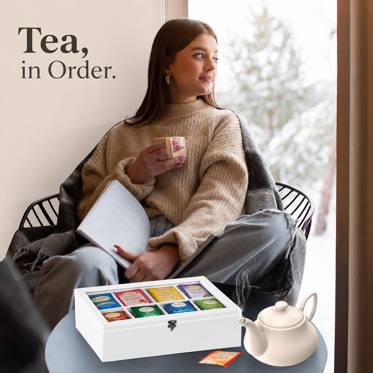 White Eight-Compartment Tea Bag Organizer — image 2