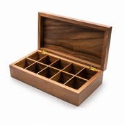 Brown Ten-Compartment Wooden Tea Chest — image 1