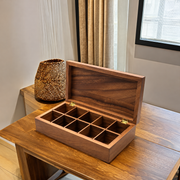 Brown Ten-Compartment Wooden Tea Chest — image 5