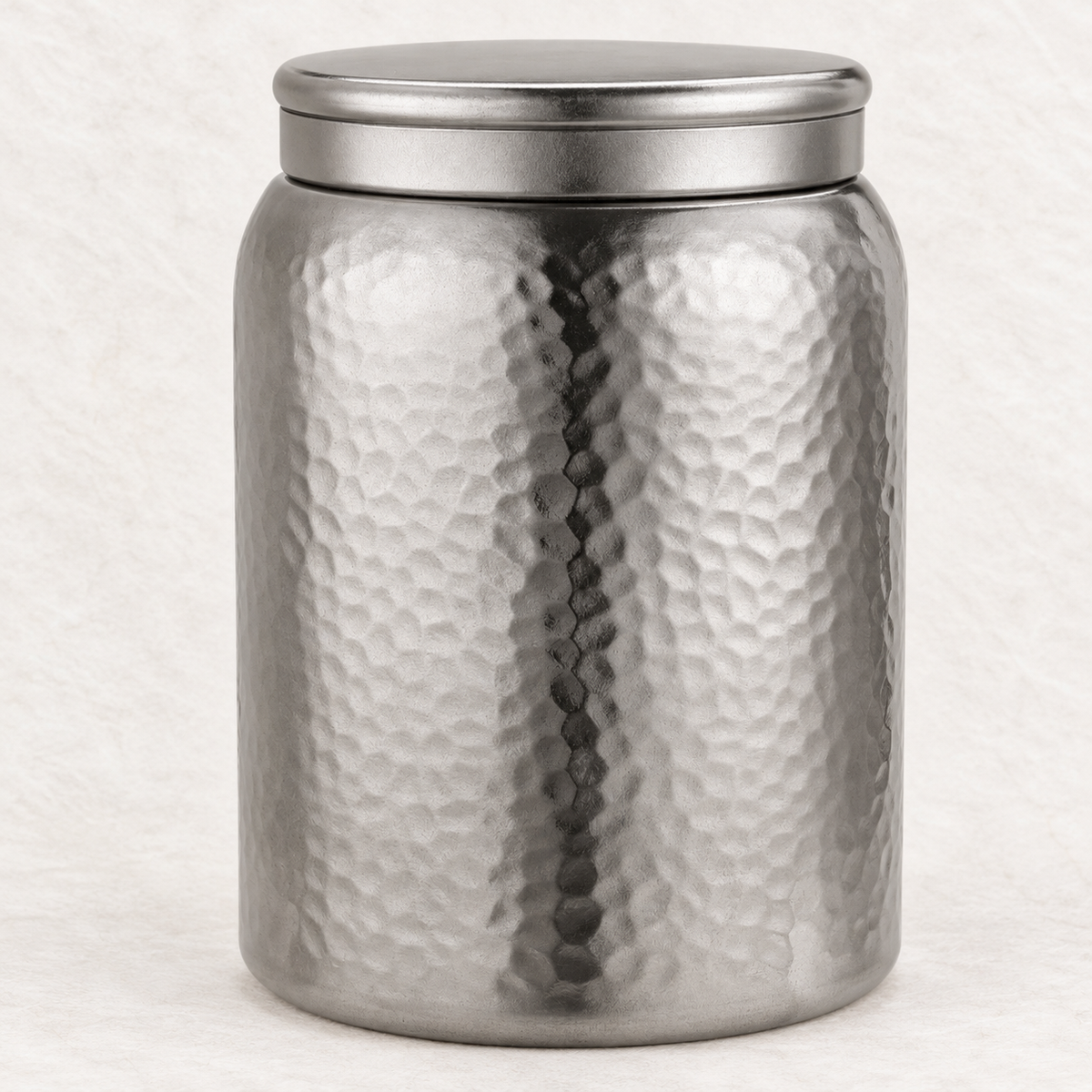 Hammered Silver-Grey Tea Canister — image 1