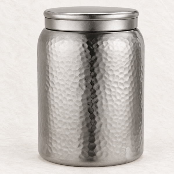 Hammered Silver-Grey Tea Canister
