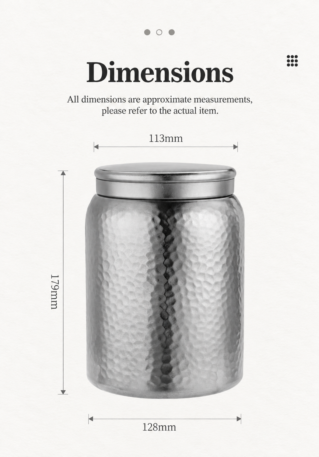 Hammered Silver-Grey Tea Canister — image 4