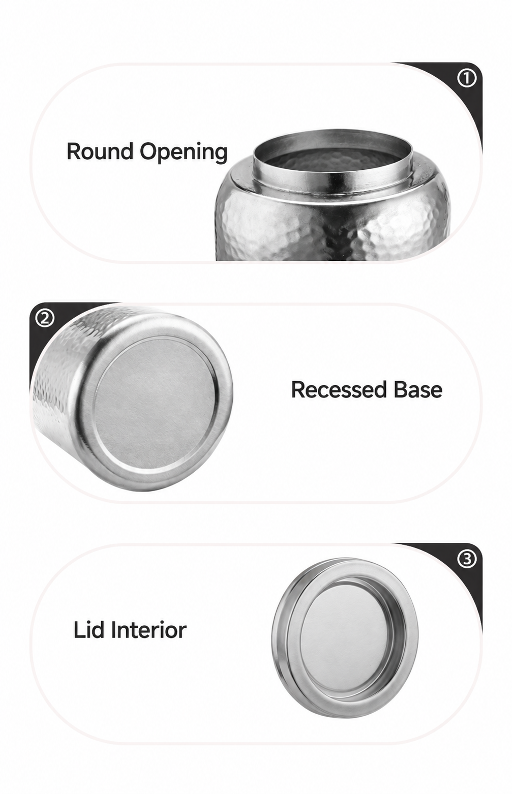 Hammered Silver-Grey Tea Canister — image 6