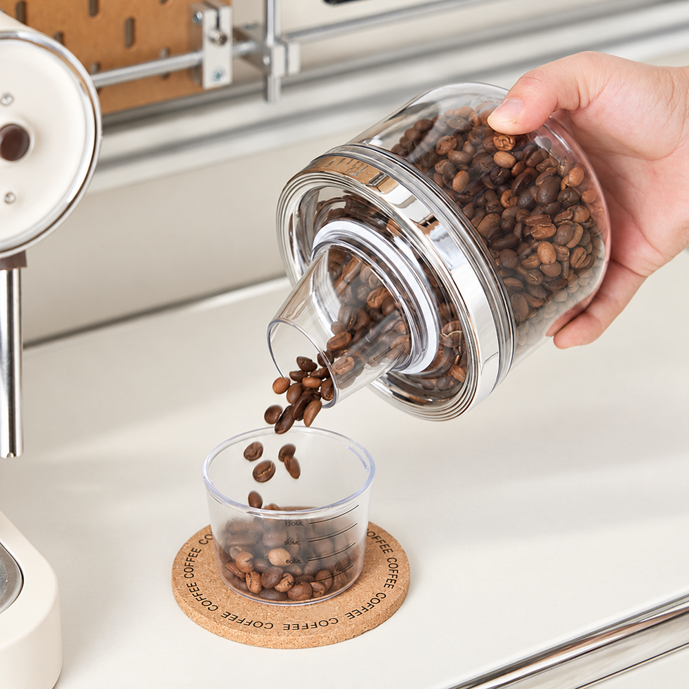 Clear Pouring Storage Jar with Measuring Cup — image 1