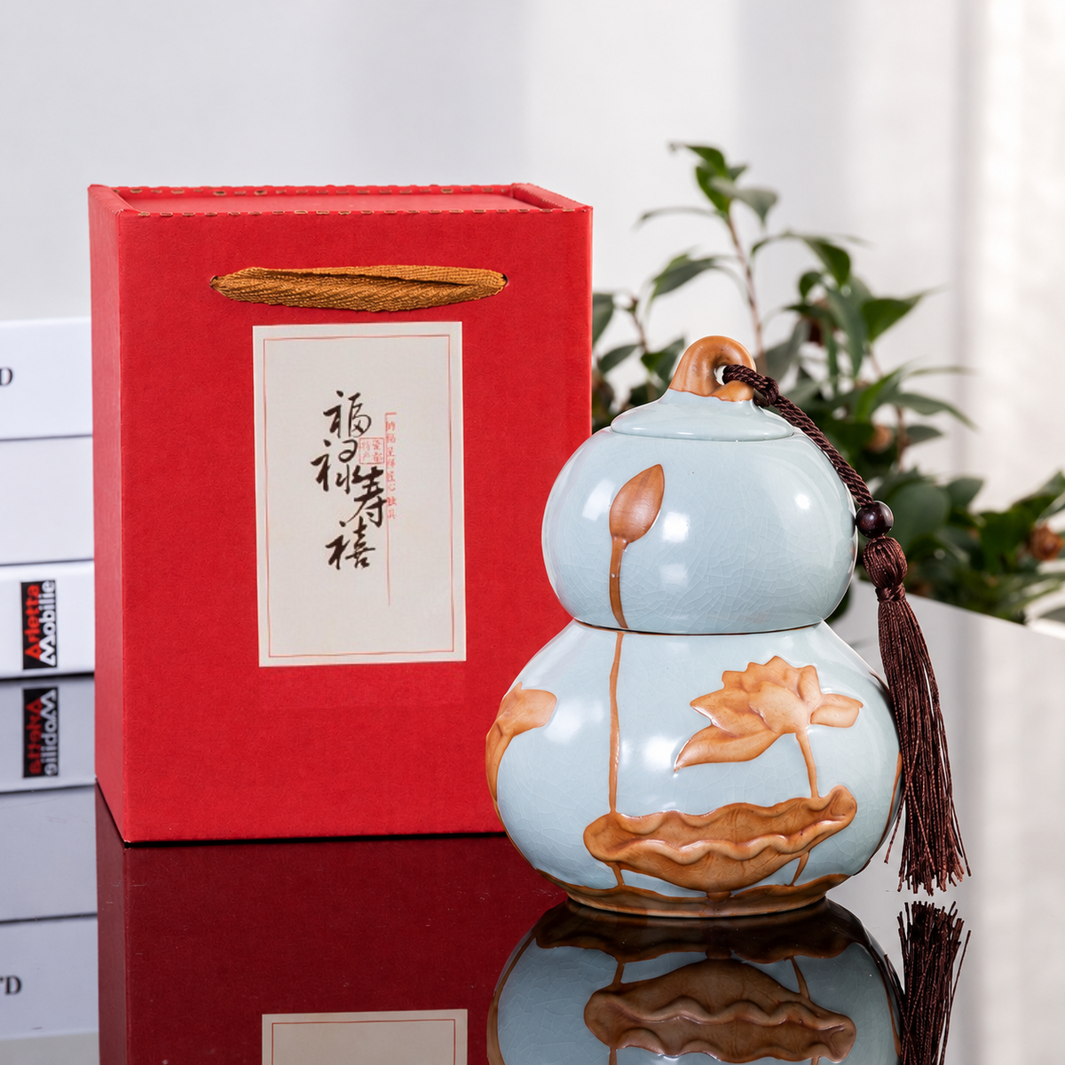 Lotus Gourd Ceramic Tea Caddy — image 5