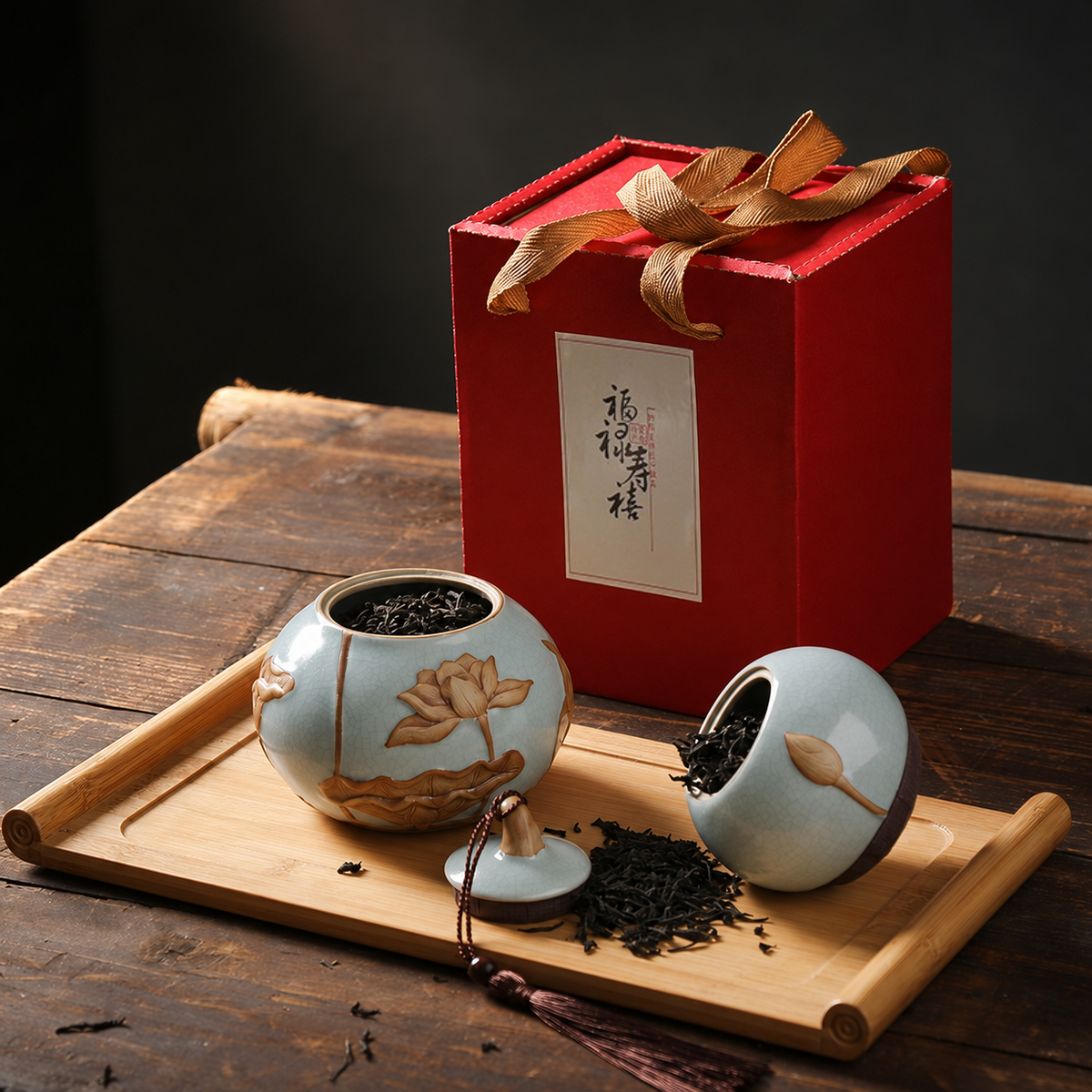 Lotus Gourd Ceramic Tea Caddy — image 6