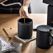 Black Ceramic Mug with Lid and Spoon — image 3