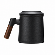 Ceramic Tea Infuser Mug with Wooden Grip — image 2