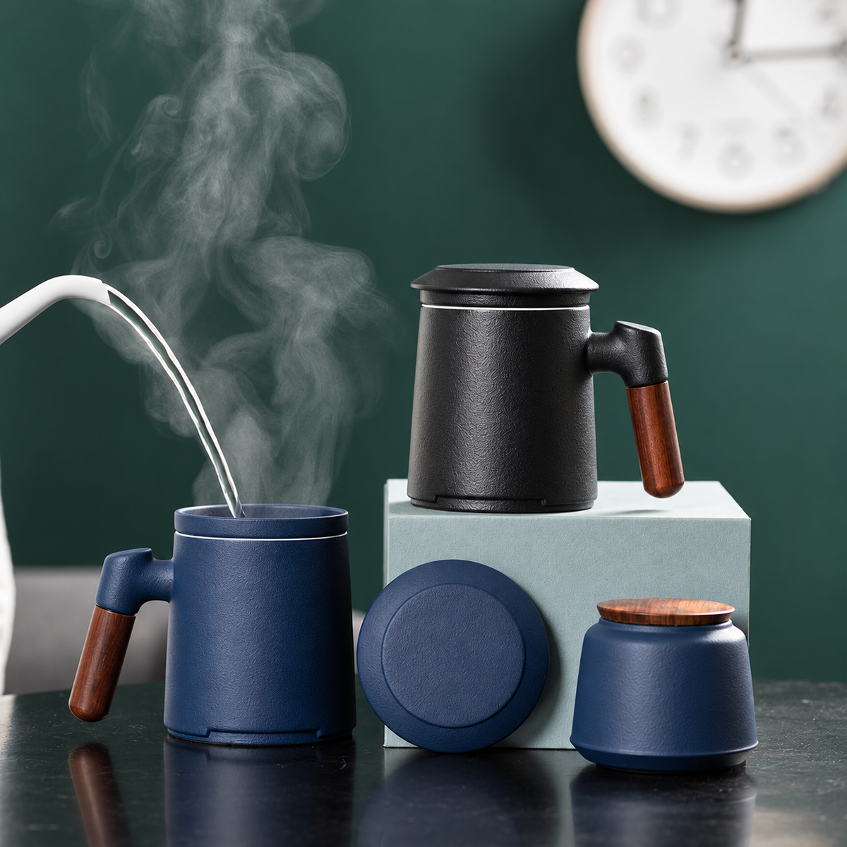 Ceramic Tea Infuser Mug with Wooden Grip — image 4
