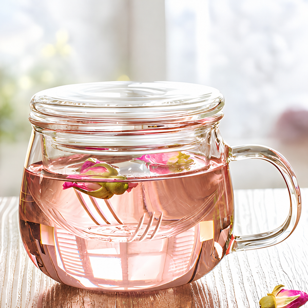 Rounded Glass Tea Infuser Mug - 300 mL