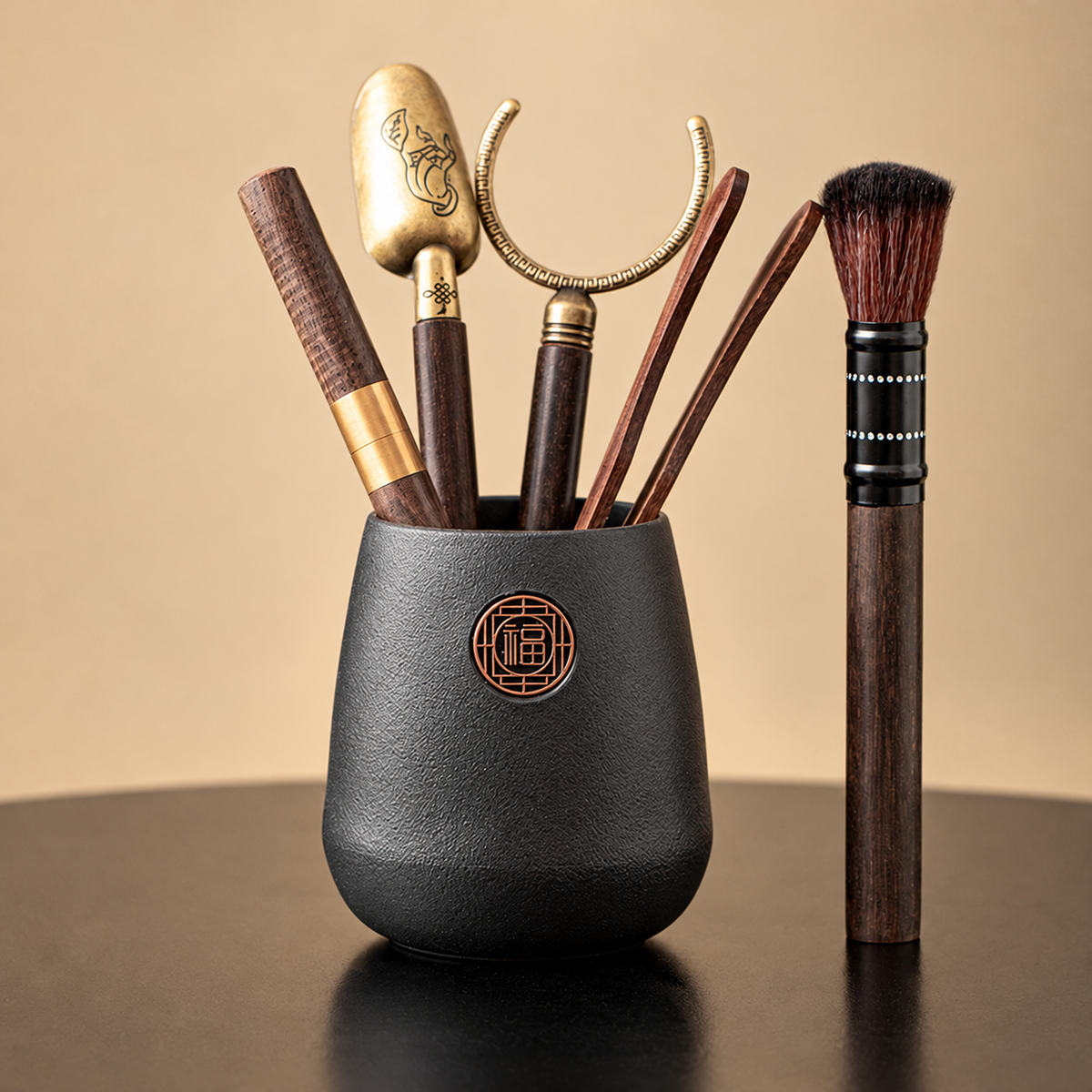 Brown Wood Finish - Round Emblem