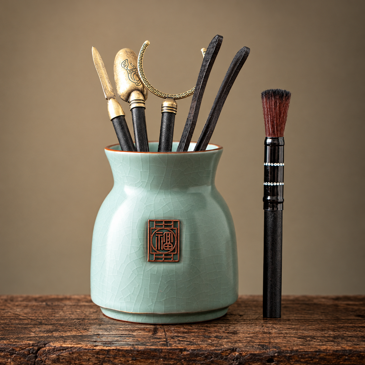 Pale Celadon - Waisted Fu Vase