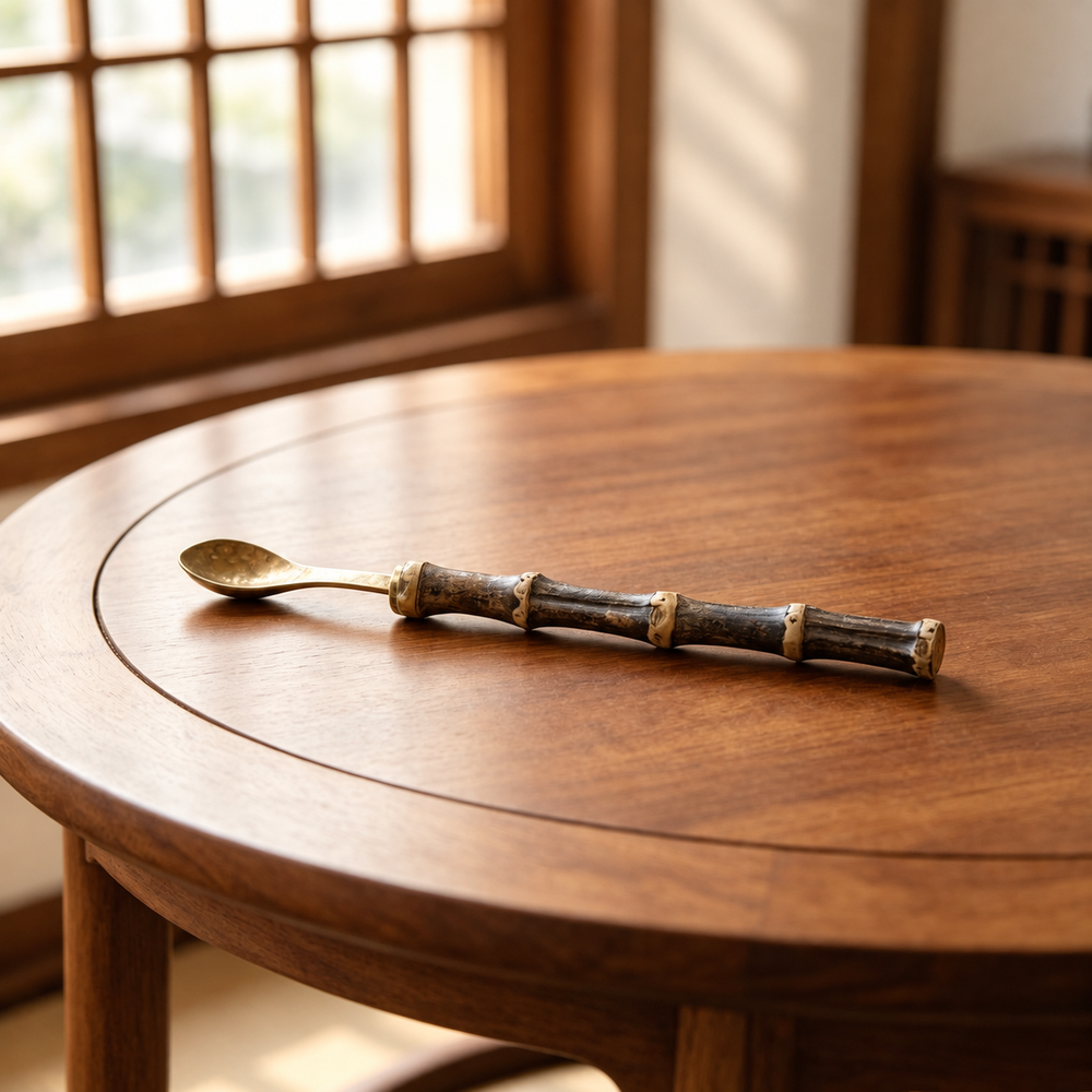 Patterned Tea Knives & Bamboo-Style Tea Spoon — image 3