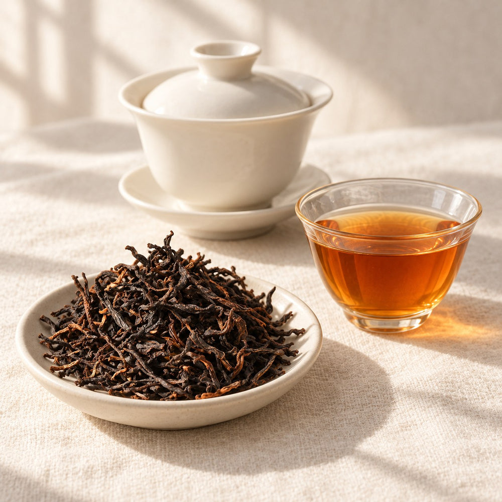 AI brewing scene concept — Ai Lao Mountain Black Tea — Zhenyuan, Yunnan