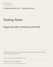 AI concept collection — tasting information card — Golden Bud Black Tea — Mojiang, Yunnan