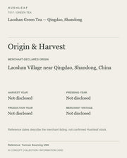 AI concept collection — origin harvest information card — Laoshan Green Tea — Qingdao, Shandong