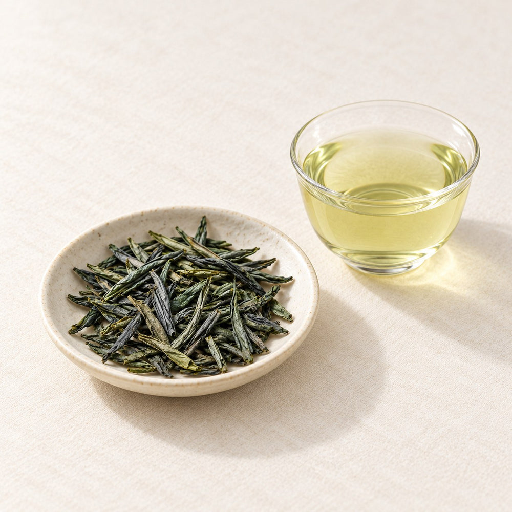 AI brewing scene concept — Luan Gua Pian Green Tea — Hualing