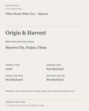 AI concept collection — origin harvest information card — White Peony White Tea — Shaowu