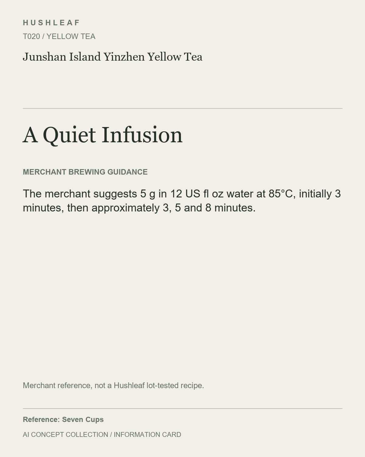 AI concept collection — brewing information card — Junshan Island Yinzhen Yellow Tea